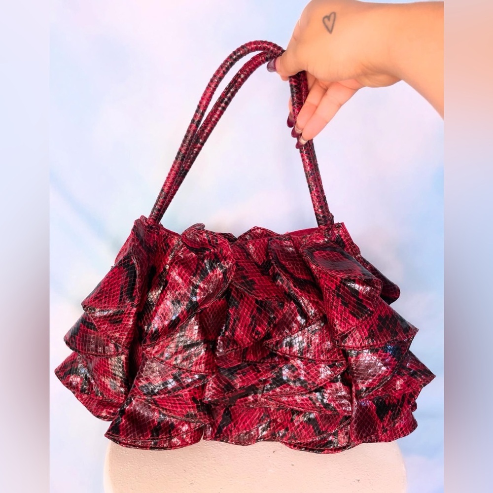 Faux red snakeskin purse bag Y2K vintage